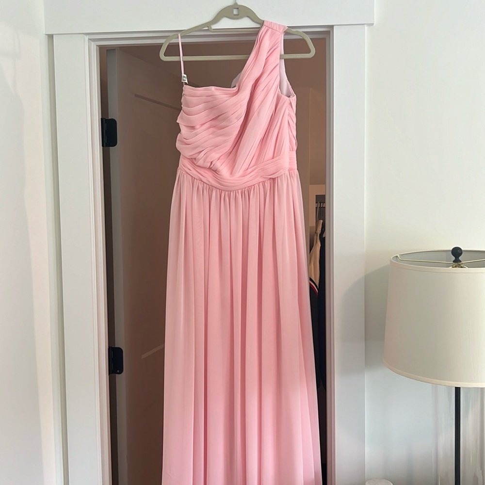 Pink one shoulder bridesmaid or formal dress. Size 10